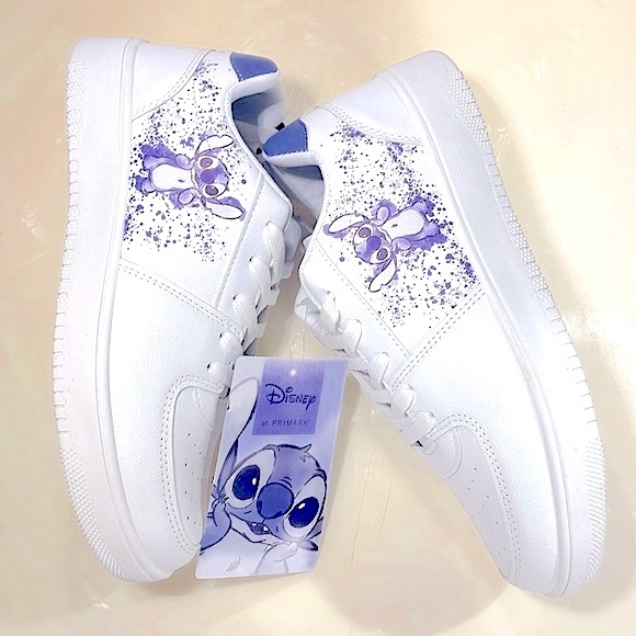 🆕 Disney Stitch Ltd Edition Periwinkle Paint Splatter Low-Top Sneakers - Picture 4 of 9